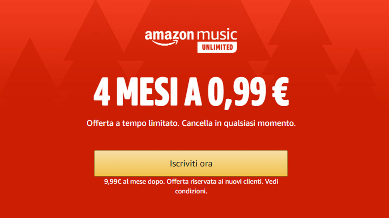 Amazon Music Unlimited in offerta: 4 mesi a 0,99 centesimi thumbnail