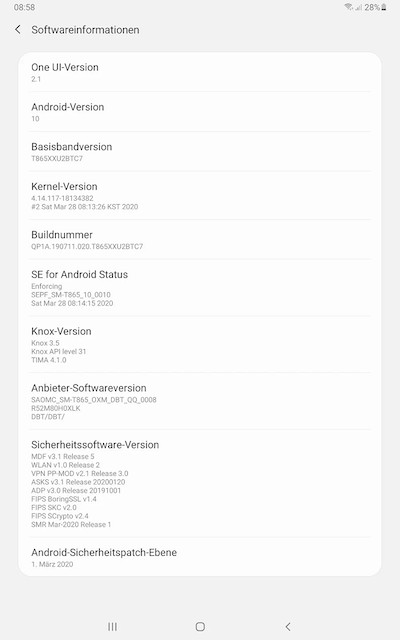 Samsun Tab S6 Android 10 