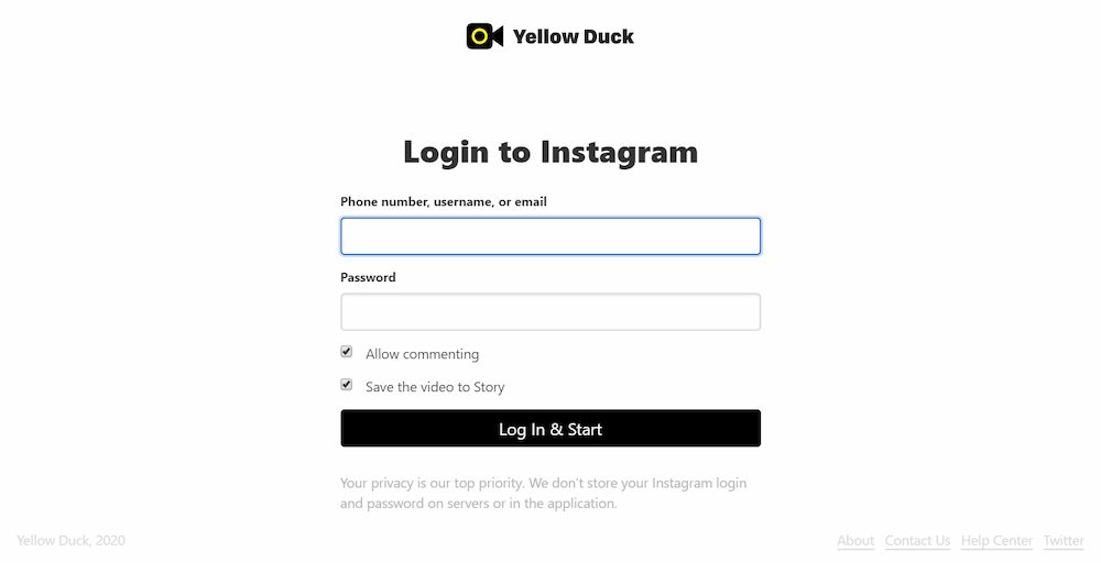 Yellow Duck login dirette instagram PC