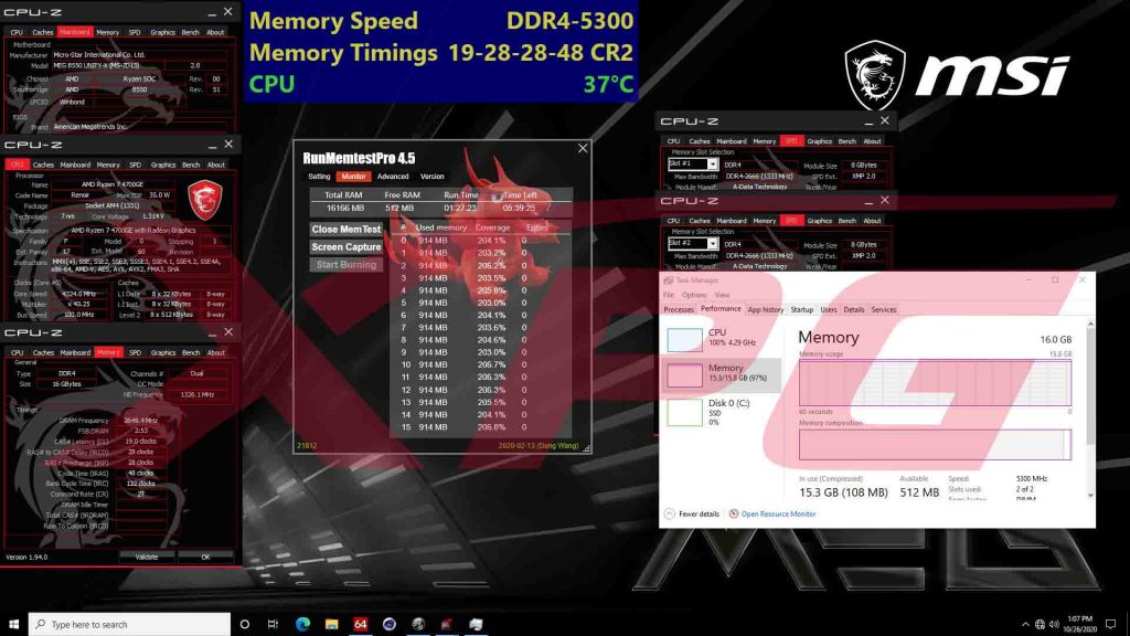 XPG SPECTRIX D50 XTREME -MSI MEG B550 UNIFY X- AMD Ryzen 7 Pro 4750G
