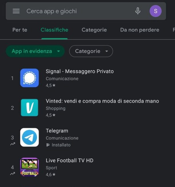 app per android play store tendenza