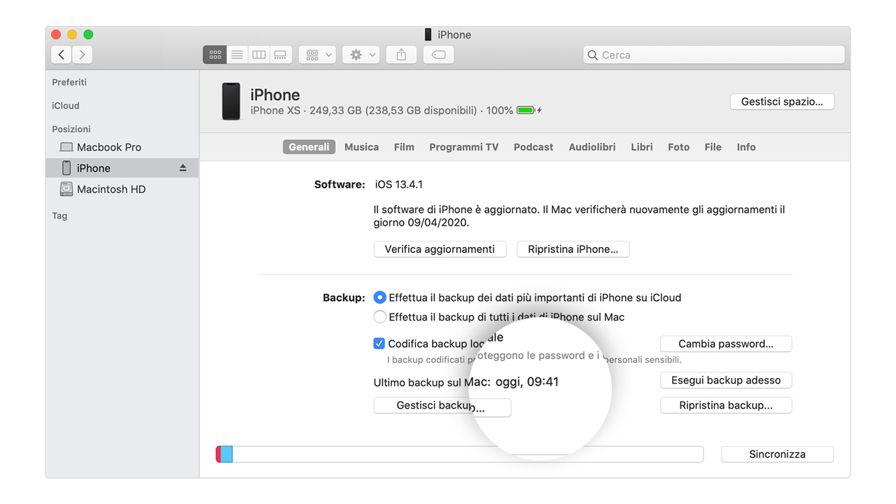 Backup iPhone da PC o Mac