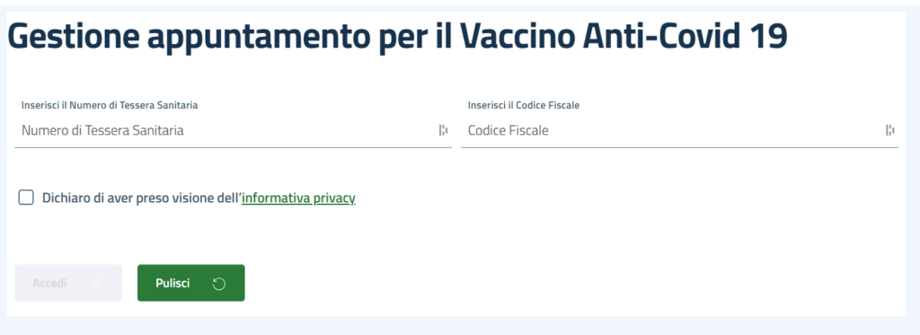 Prenotazione vaccino Covid Lombardia