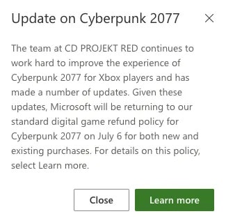 rimborso Microsoft Cyberpunk 2077