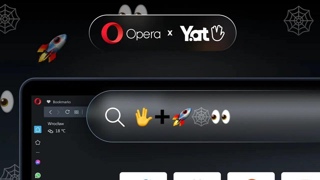 Il browser Opera accetta indirizzi web di sole emoji thumbnail