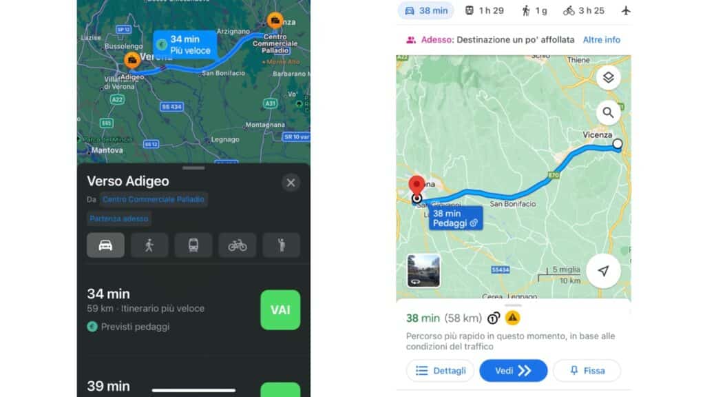 Google Maps vs Apple Maps indicazioni