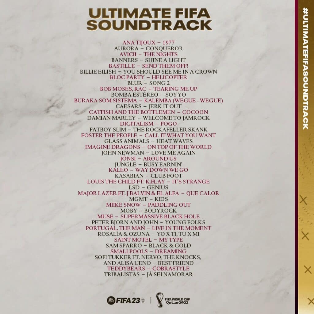 FIFA canzoni soundtrack