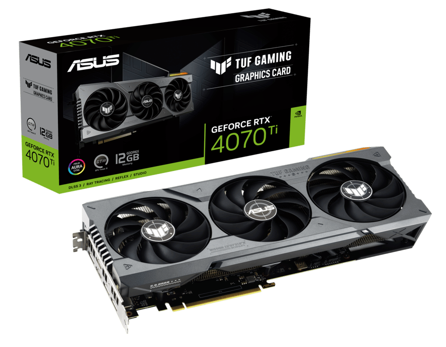 TUF Gaming GeForce RTX 4070 Ti packaging and graphics card