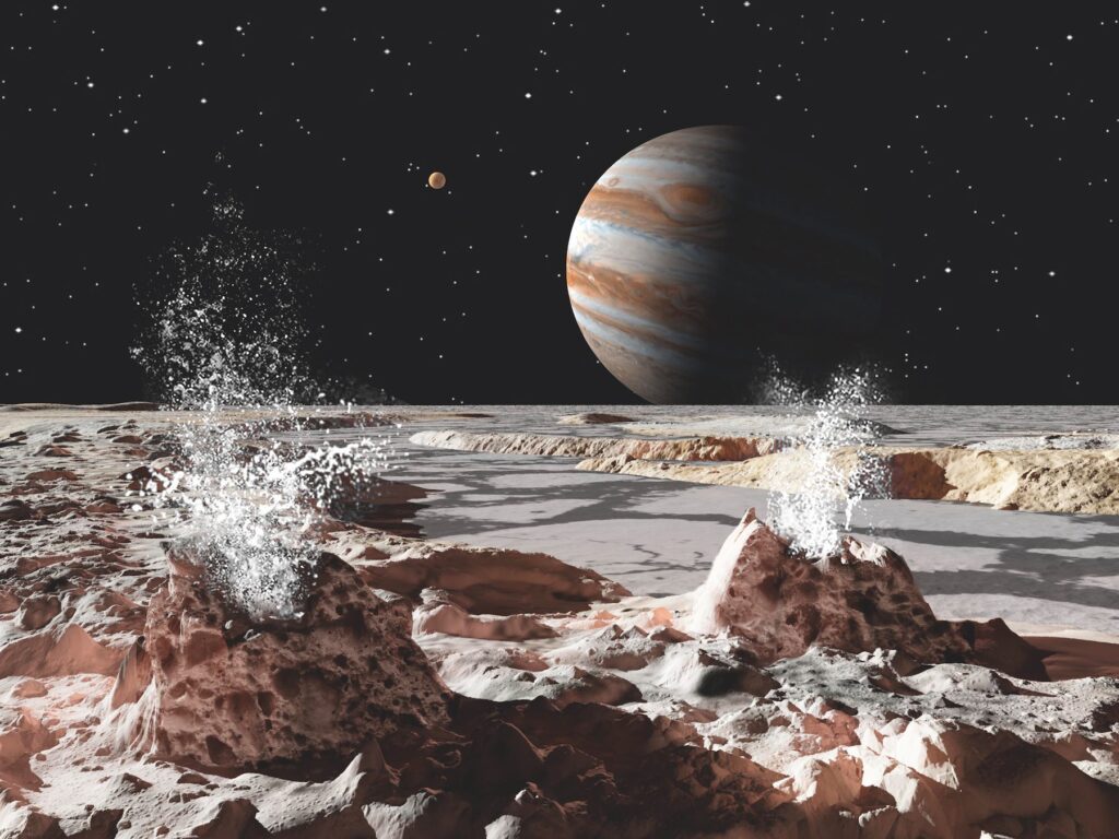 Artists impression of ice volcanoes on Europa b80e953