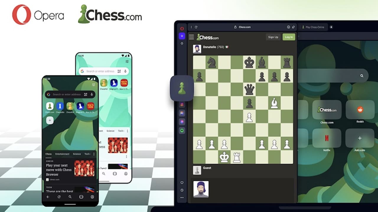 Opera e Chess.com hanno creato un browser di scacchi personalizzato thumbnail