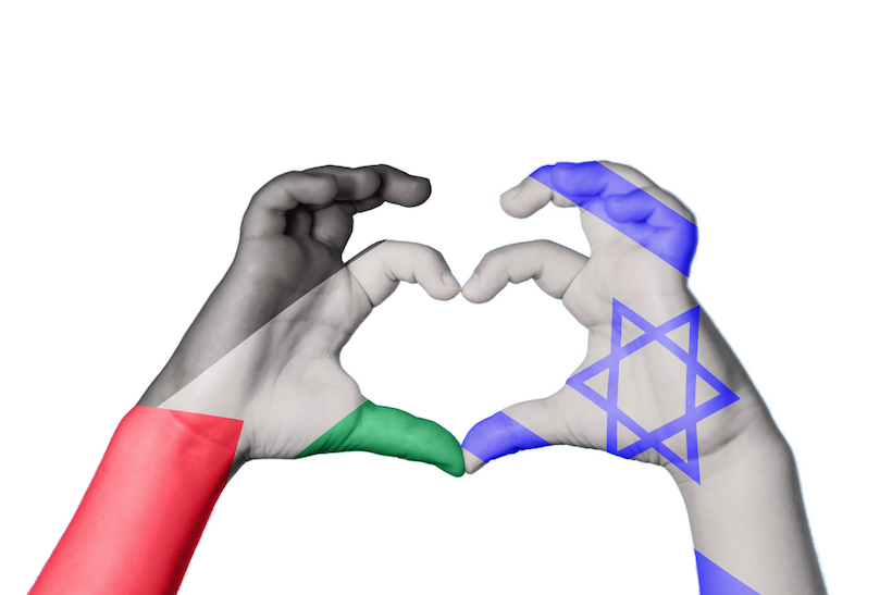 Palestine Israel Heart, Hand gesture making heart