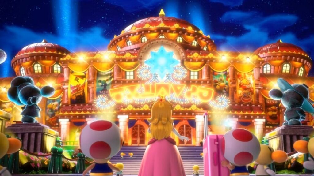 princess peach showtime image of peach arriving at the sparkle theater
