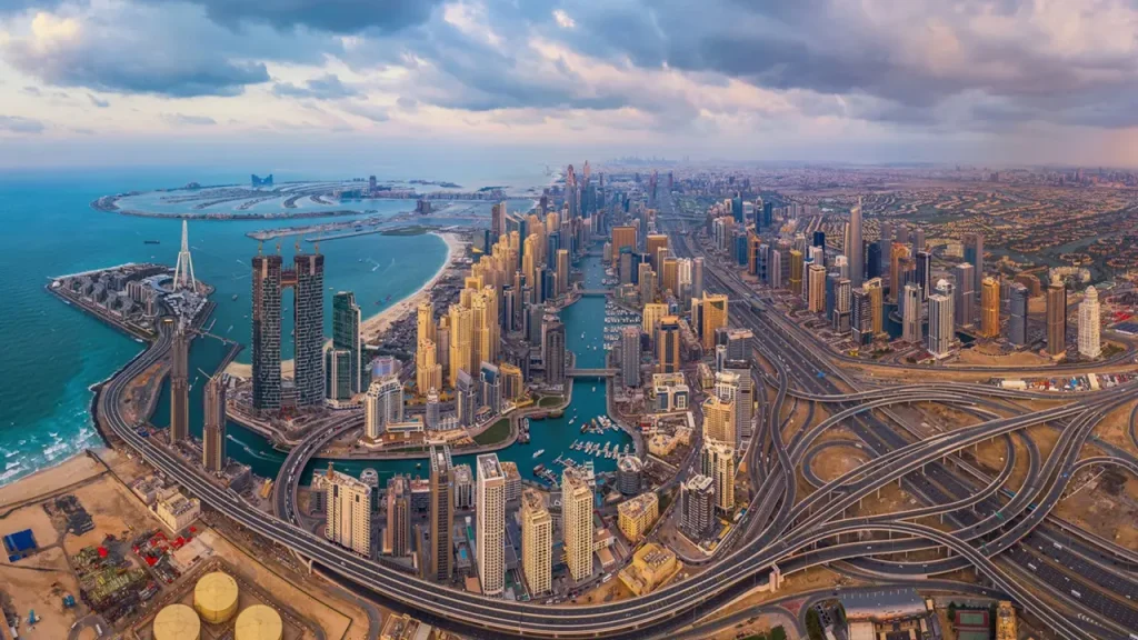 Dubai vista aerea della città