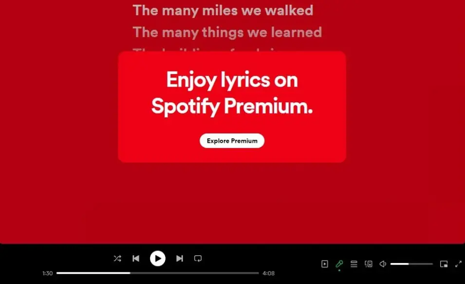 Spotify testo lyrics solo per gli utenti Spotify Premium