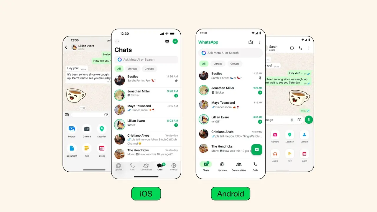 WhatsApp cambia volto: ecco il nuovo design per iOS e Android thumbnail