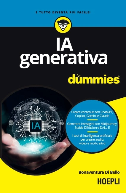 copertina del libro "IA generativa for dummies" pubblicato da Hoepli