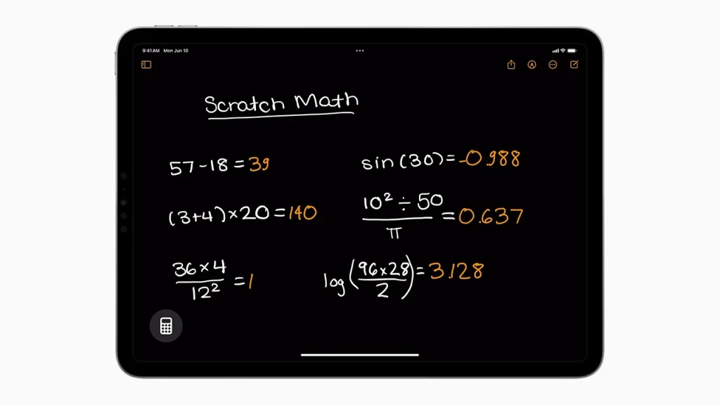 iPadOS 18 math notes