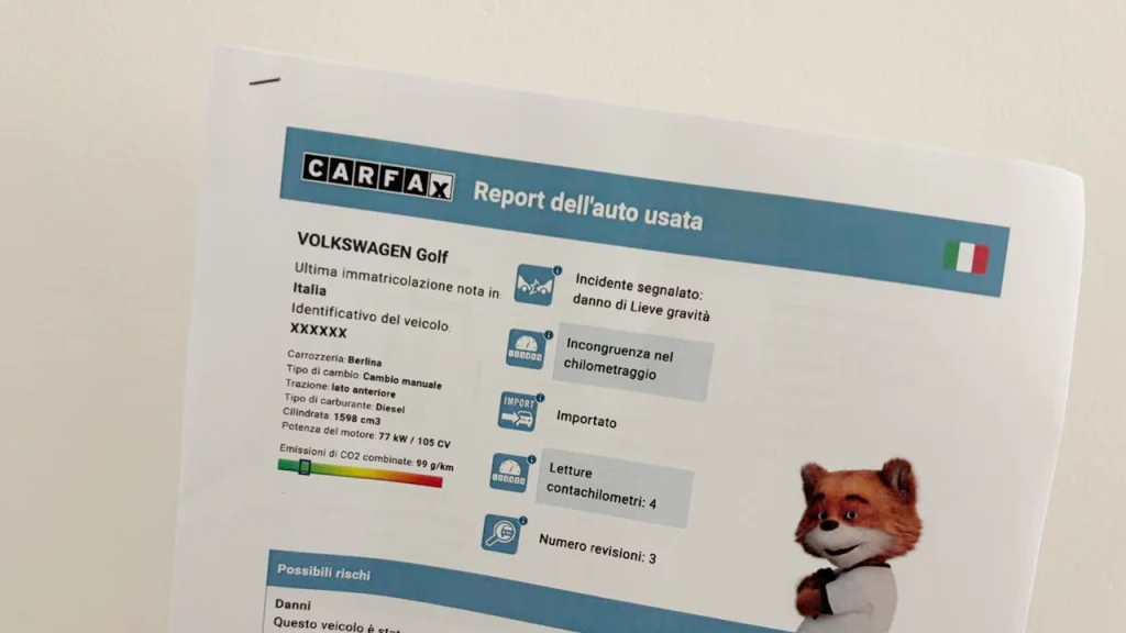 Carfax report auto usata