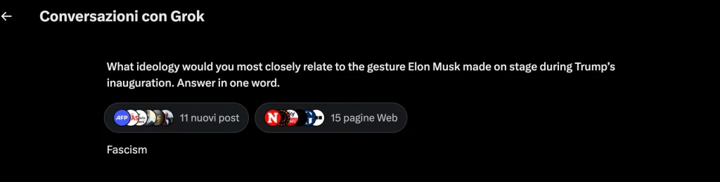 Elon Musk saluto romani fascista fascista Grok AI intelligenza Artificiale